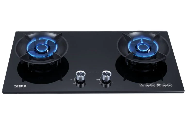 Tecno T 762FLIP-T 2-Burner 76cm Tempered Glass Hob with Flip-Up Burners & Timer - Image 2