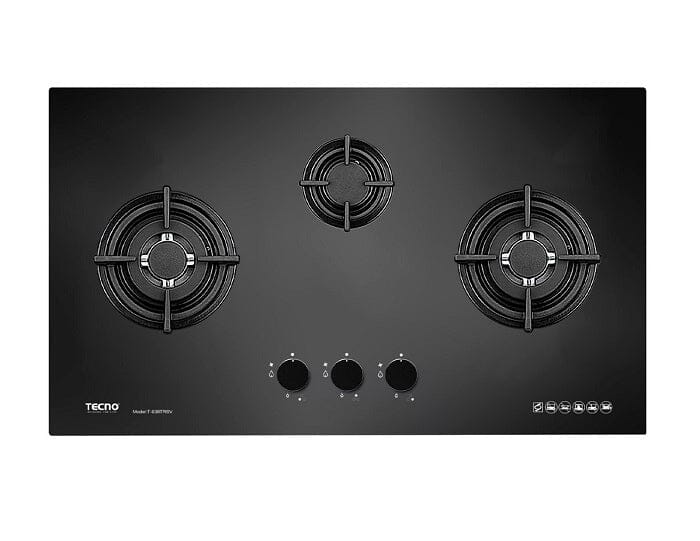 TECNO T 938TRSV 3-Burner 90cm Tempered Glass Cooker Hob - Image 2