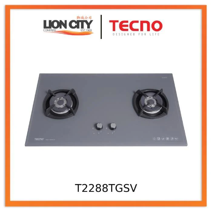 Tecno Uno T 2288 TGSV Toughened Glass Hob (SCHOTT)  88cm, V.V.S, INFERNO*  2 Burner (2x Big) - Image 3