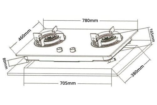 TECNO T278TGTRSV 2-Burner 78cm Glass Hob with True Triple Ring   Burners - Image 5