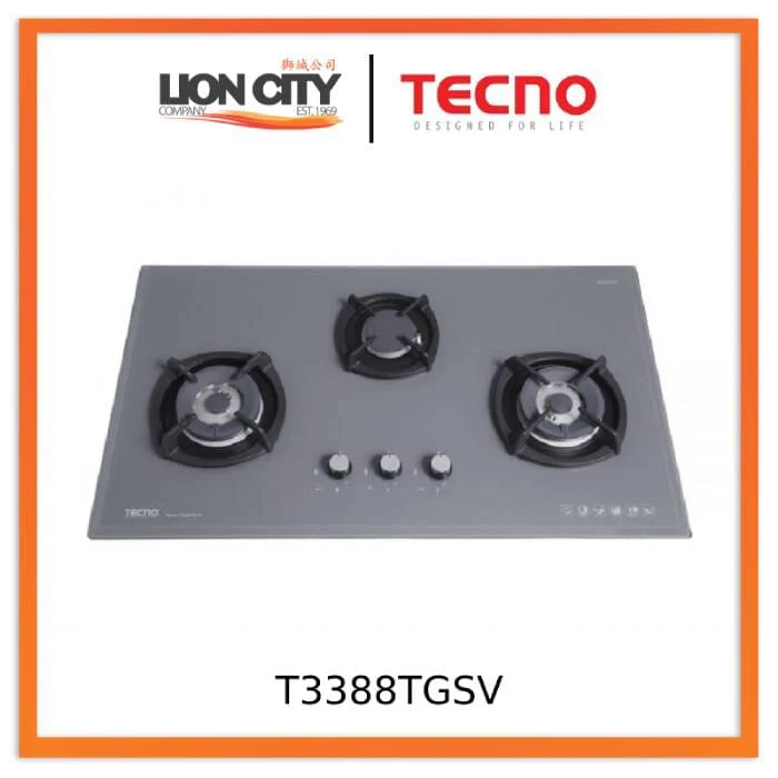 Tecno Uno T 3388 TGSV Toughened Glass Hob (SCHOTT)  88cm, V.V.S, INFERNO*  3 Burner (2x Big, 1x Medium) - Image 3
