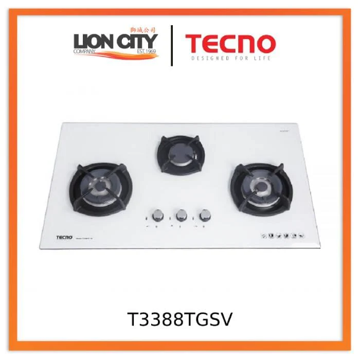 Tecno Uno T 3388 TGSV Toughened Glass Hob (SCHOTT)  88cm, V.V.S, INFERNO*  3 Burner (2x Big, 1x Medium) - Image 5