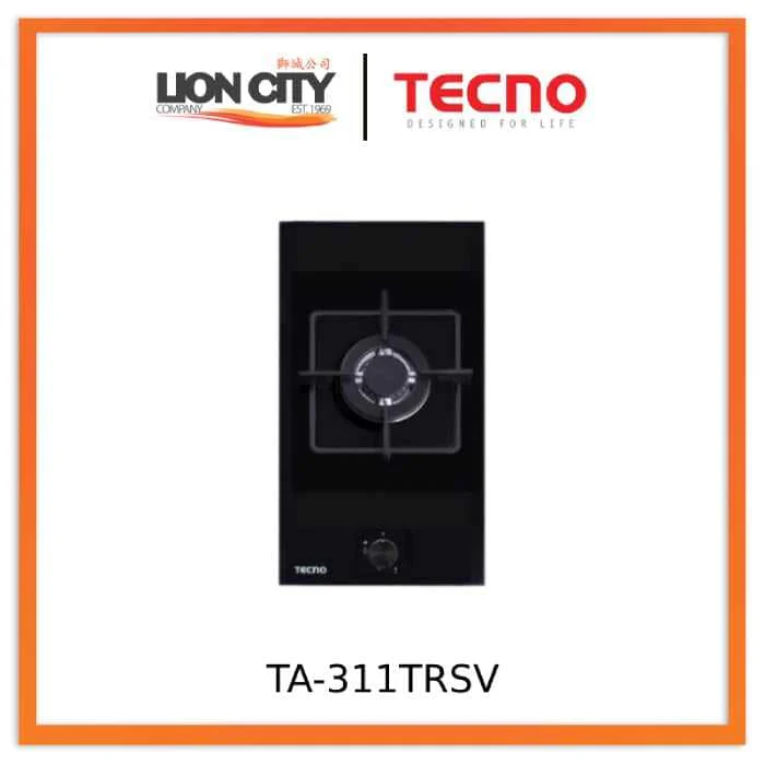 Tecno Uno TA 311 TRSV Domino Gas Hob Black Tempered  Glass 30cm, 1 Burner (Triple Ring)