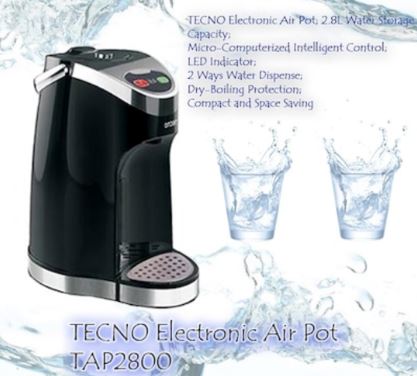 Tecno TAP 2800 2.8L Electric Air Pot TAP2800-BK - Image 3