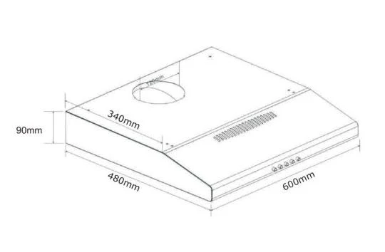 Tecno Uno TCH 6011 TL / SS Slim Line Hood S/S w/ Black Panel 60cm, Twin Motor - Image 3