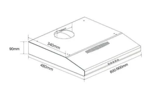 Tecno Uno TCH 9010 TL Slim Line Hood Stainless Steel 90cm, Twin Motor - Image 3