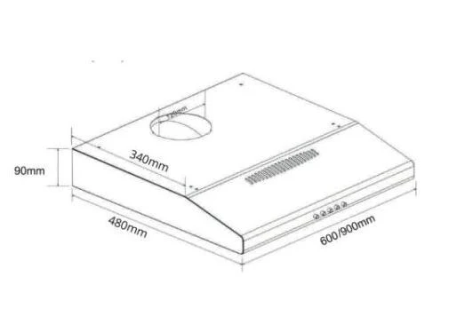Tecno Uno TCH 9019 TCL / BK Slim Line Hood Full Black 90cm, Twin Motor, Touch Control - Image 3