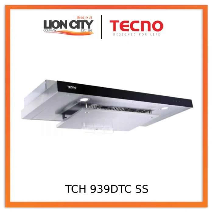 Tecno Uno TCH 939 DTC  SS / BK Slim Line Hood S/S w/ Black Panel / Full Black 90cm, Twin Motors, Touch Control