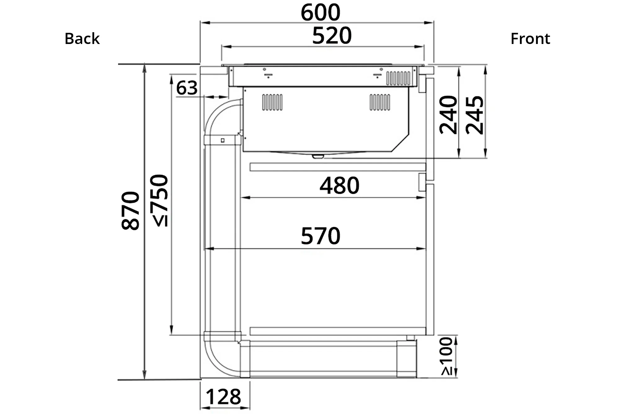 Tecno TIR 6040-FL 60cm Induction Hob with Integrated Plasma Hood - Image 2
