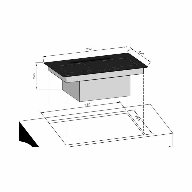 Tecno TIR 7320-PS 73cm Induction Hob with Integrated Plasma Hood - Image 3