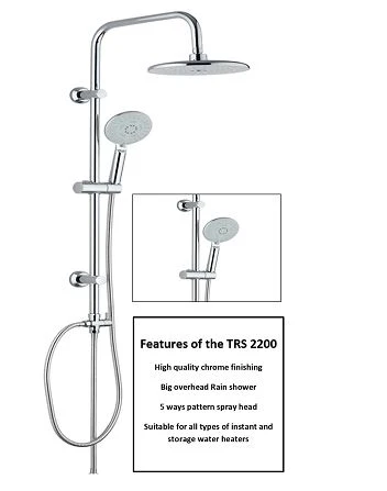 Tecno Uno TRS 2200 Rain Shower Set Silver Rain Shower Set w/ Hand Shower - Image 3