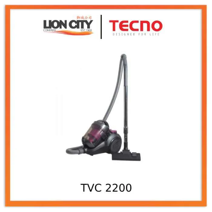Tecno Uno TVC 2200 Cyclonic Bagless Vacuum Black w/ Grey Trim Purple Accent 2000W
