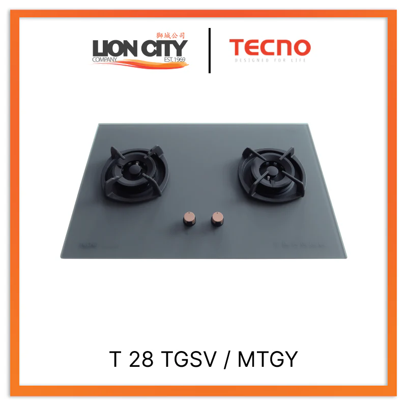 Tecno Uno T 28 TGSV MTBK/MTGY Toughened Glass Hob (SCHOTT) 75cm, V.V.S, INFERNO*  2 Burners (2x Big) - Image 2