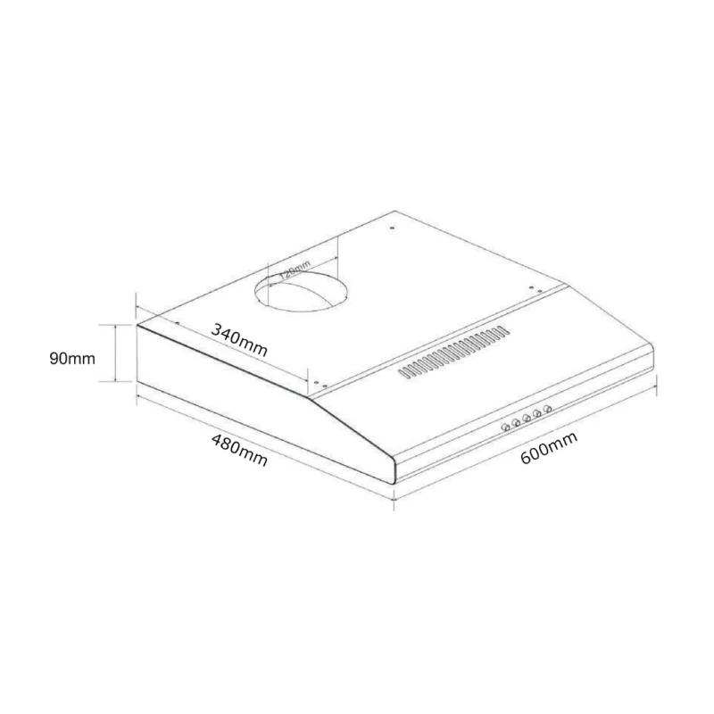 Tecno Uno TCH 6011 TL / BK Slim Line Hood Full Black 60cm, Twin Motor - Image 2