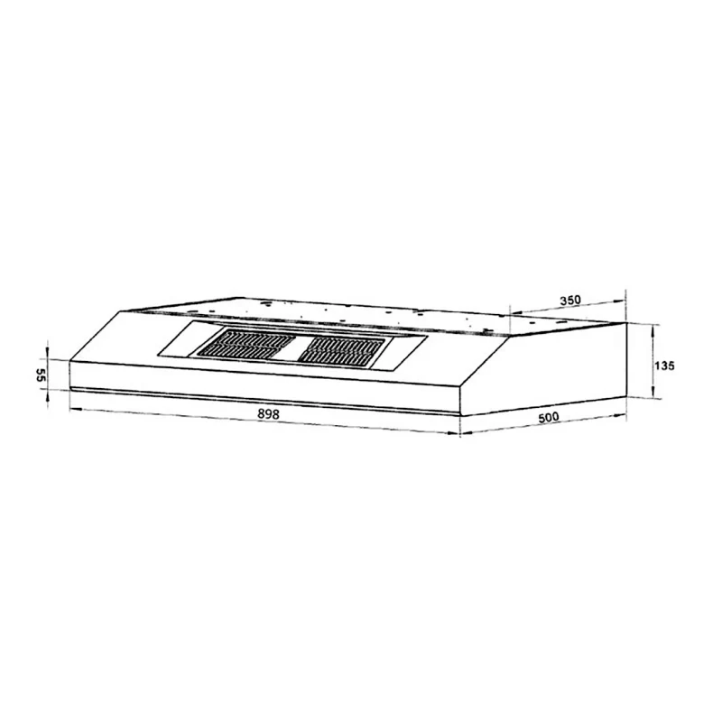 Tecno Uno TCH 908 / BK Slim Line Hood Full Black 90cm, Twin Motor, Touch Control - Image 2