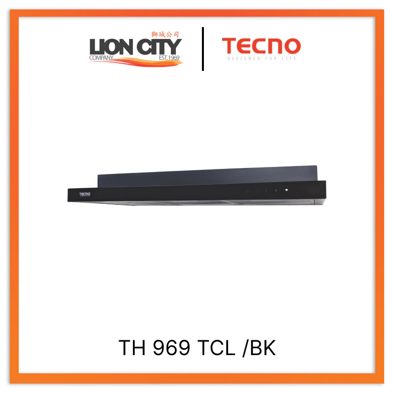 Tecno Uno TH 969 TCL / BK Slim Line Hood Full Black 90cm, Twin Motor