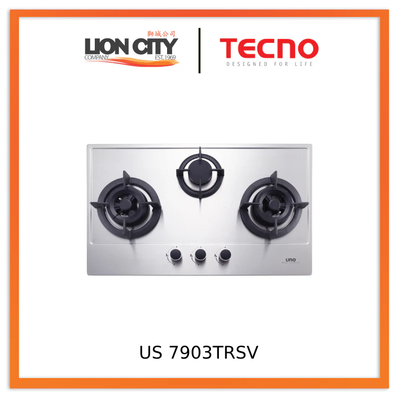 Tecno Uno US 7903TRSV 75cm 3-Burner Stainless Steel Hob