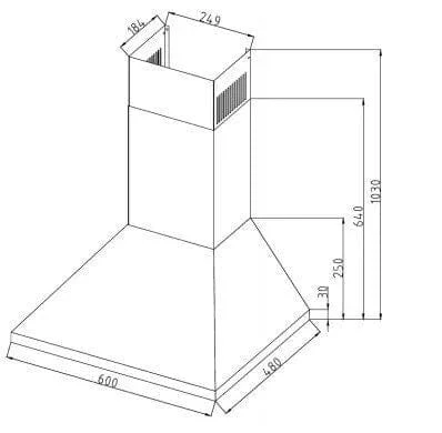 Tecno Uno UP 5268 Chimney Hood Stainless Steel 60cm - Image 3