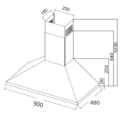 Tecno Uno UP 5298 Chimney Hood Stainless Steel 90cm - Image 3