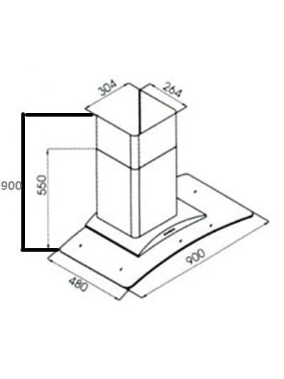 TECNO UP 9608 90cm Glass Chimney Hood - Image 3