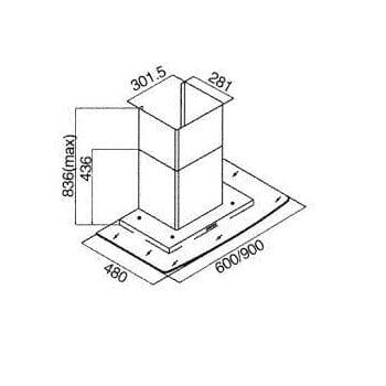 TECNO UP 9618 90cm Chimney Hood - Image 3