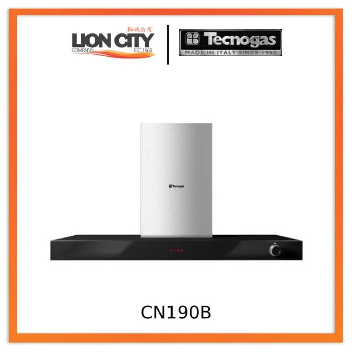 TECNOGAS CN190B 90cm Black Stainless Steel Chimney Hood