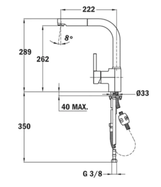 Teka ARK 938I Single Lever Kitchen Tap With Pull-out Shower - Image 3