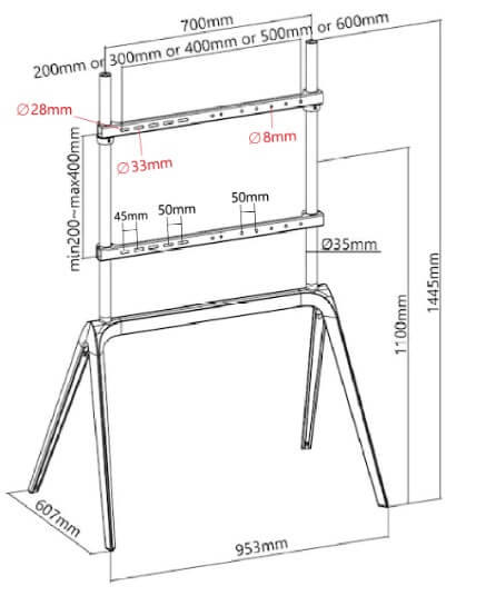 Titan SGB107W Studio Tv Floor Stand For 65"-86" - Image 3