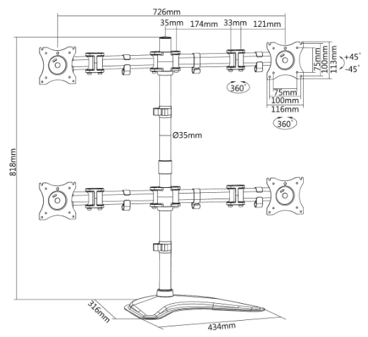 Titan SGB354 Monitor Mount Solutions 13'' - 27'' - Image 3