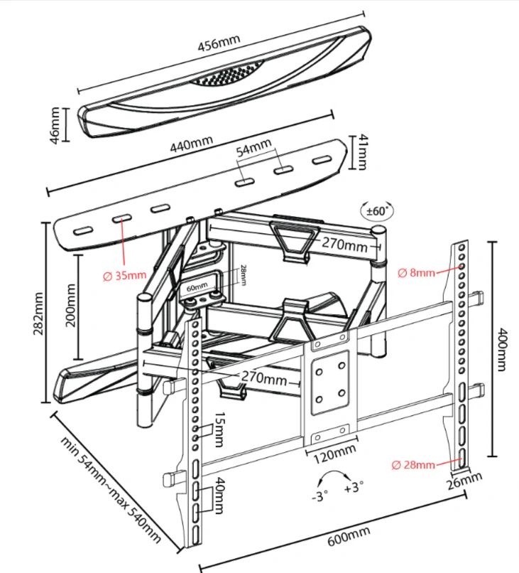 Titan SGB694 Swivel Mount 37'' -65'' - Image 3