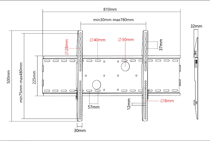 Titan SGB800A Fixed Bracket for 37'' - 88'' - Image 3