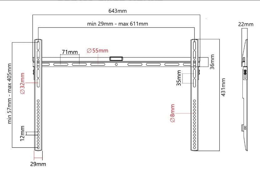 Titan SGB400 Slim Fixed Bracket for 42"-55",56"-65" - Image 3
