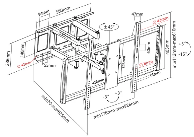 Titan SGB890 Swivel Double Arm Bracket for 60"-100" - Image 3