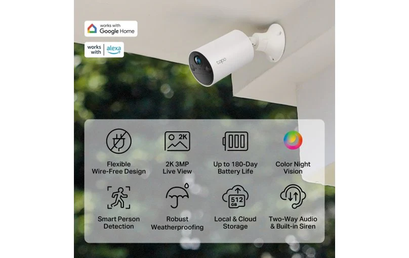 TP-Link Tapo TC82 Smart Wire-Free Indoor/Outdoor Security Camera 1080p - Image 4