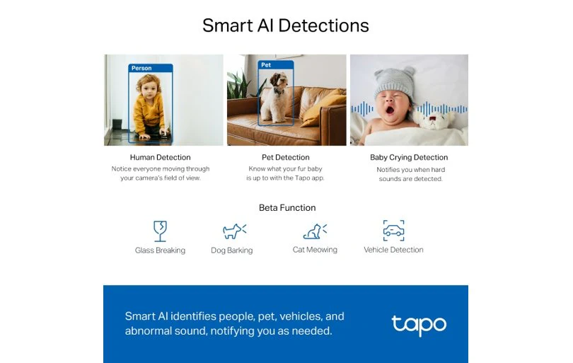 TP-Link TC72 Pan/Tilt AI Home Security Wi-Fi Camera 2K 4MP QHD - Image 5
