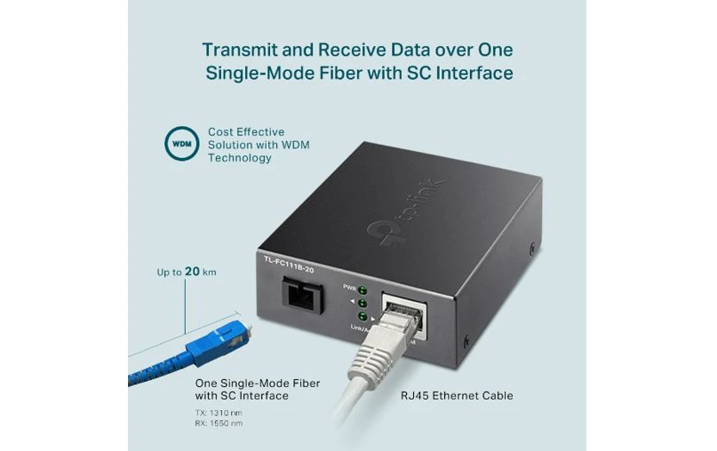 TP-Link TL-FC111B-20 Single-Mode SC 10/100 Mbps WDM Media Fiber Converter - Image 5