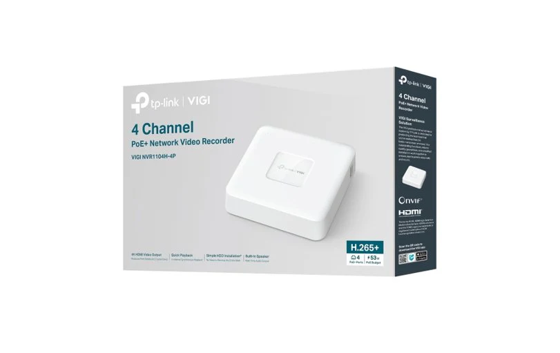 TP-Link VIGI NVR1104H-4P 4-Channel PoE 4K Network Video Recorder H.265+ - Image 4