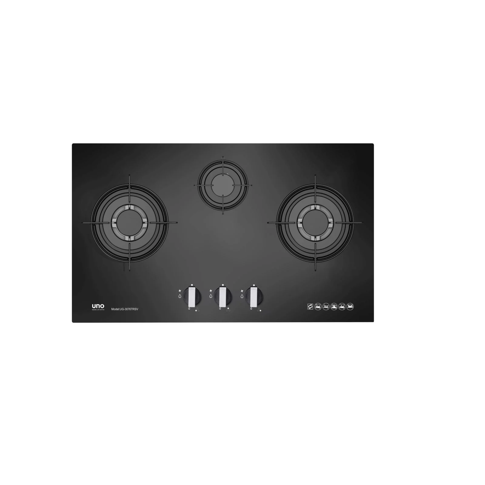 Tecno Uno UG 3076 TRSV Toughened Glass Hob Black 76cm - Image 2