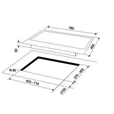 Valenti VC830G 760 mm Glass Hob (With Safety-Valve) VC 830G - Image 2
