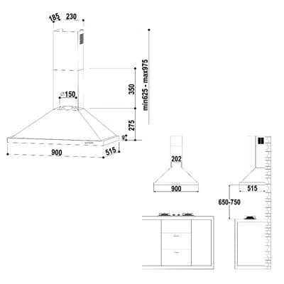 Valenti VH4019MS 900 mm Chimney Hood - Image 4