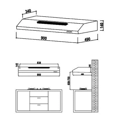 Valenti VH3039MS 900 mm Slimline Hood VH 3039MS - Image 4