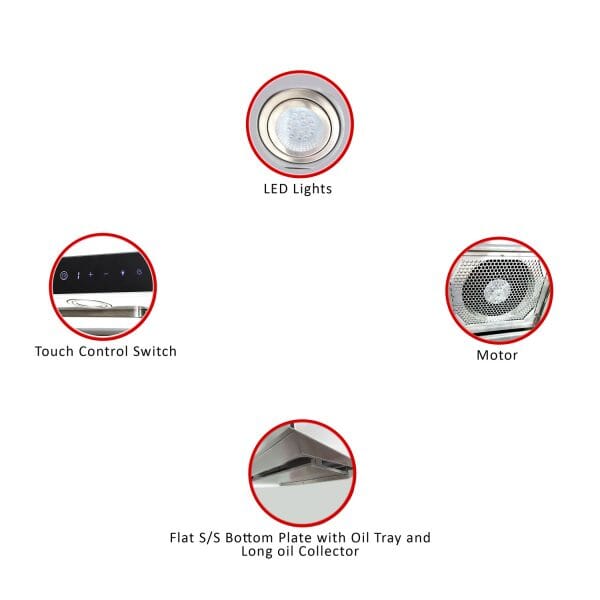 Valenti VH 3129TS 900 mm Slimline Hood VH3129TS - Image 3