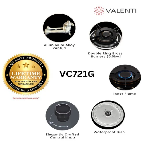 Valenti VC721G/VC821G/VC921G/VC831G/VC931G 2/3 Burner Glass Gas Hob - Image 8