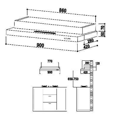 Valenti VH 1229MS 900 mm Semi Integrated Hood VH1229MS - Image 3