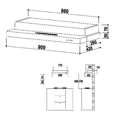 Valenti VH1339MB 90cm Semi Integrated Hood VH 1339MB - Image 3