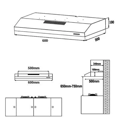 Valenti VH3026MS 600 mm Slimline Hood - Image 4