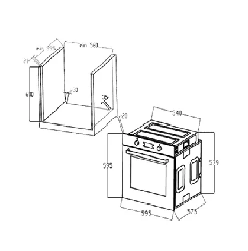 Valenti VO 7182G 71L Black Built-in Oven - Image 3