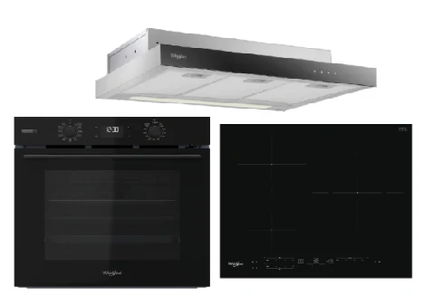 Whirlpool’s W4OMSK58RU1SBA 60cm W COLLECTION Multifunction Oven with Gentle Steam Function + Whirlpool’s WSB2360BFP 60cm Built-in Induction Hob + Whirlpool’s WCO9FTS 90cm Compact Hood - Image 2