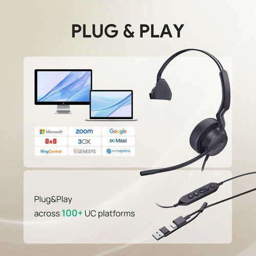 Yealink UH42 Mono UC Wired USB Headset USB-C/A 1308217 - Image 4