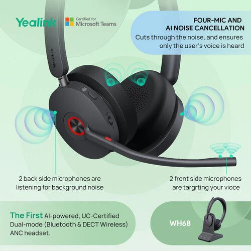 Yealink WH68 Stereo Teams DECT Wireless Headset 1208655 - Image 3